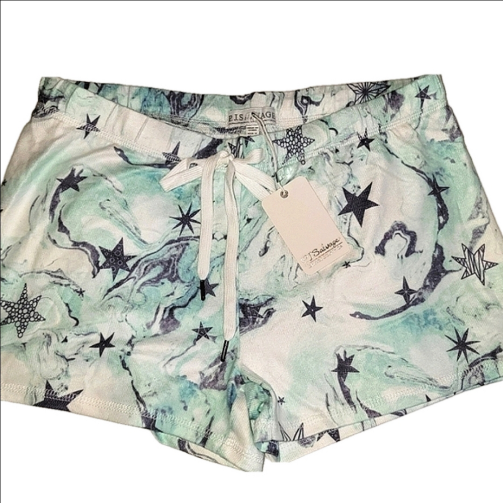 PJ Salvage Star Stutus Soft Peachy Green Grey Small Shorts Lounge Sleep Pajamas